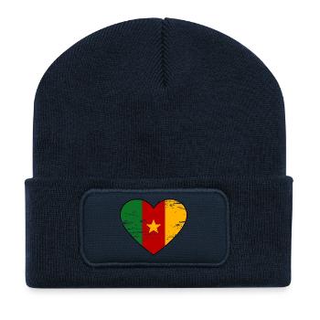 Cœur du drapeau du Cameroun - Beanie recyclé à patch - bleu marine - Devant