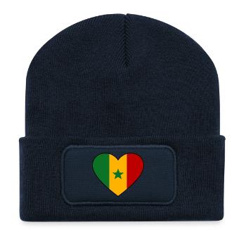 Senegal Flaggenherz - Recycelte Patch Beanie - French Navy - Vorne