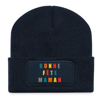  FÊTE DES MÈRES. BONNE FÊTE MAMAN. MAMAN. FÊTE - Beanie recyclé à patch - bleu marine - Devant