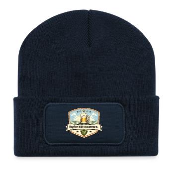 Hopfen hält zusammen Bierbadge - Recycelte Patch Beanie - French Navy - Vorne