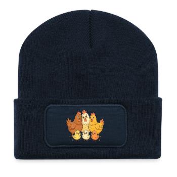 Chicken family - Recycled Patch Beanie - french navy - Front
