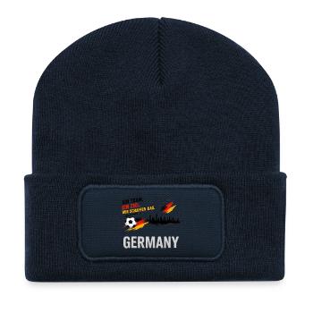 Deutschland Teamziel Fußballgrafik - Recycelte Patch Beanie - French Navy - Vorne