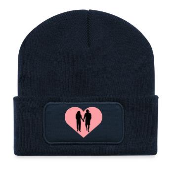Couple Silhouette Love Romance Valentine's Day Boyfriend - Recycled Patch Beanie - french navy - Front