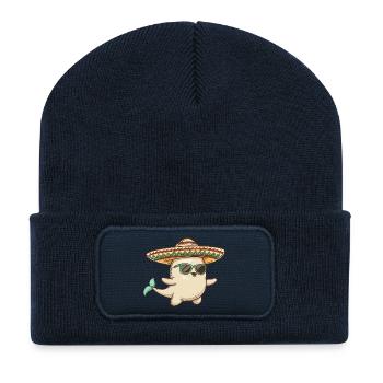 Sombrero drôle de baleine - Beanie recyclé à patch - bleu marine - Devant