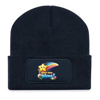 Étoile de souhaits et floraison arc-en-ciel - Beanie recyclé à patch - bleu marine - Devant