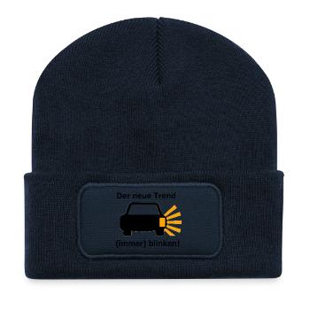 Der neue Trend - (immer) blinken! - Recycelte Patch Beanie - French Navy - Vorne