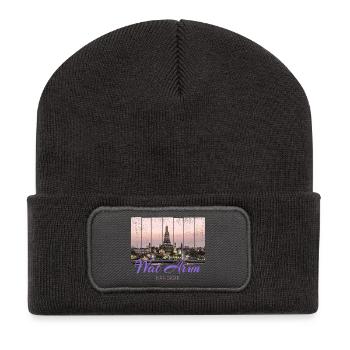 Temple Wat Arun à Bangkok, Thaïlande - Beanie recyclé à patch - charbon - Devant