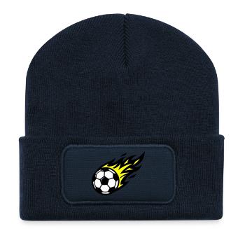Fussball Flamme Ball - Recycelte Patch Beanie - French Navy - Vorne