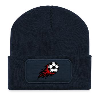 Fussball Feuer Ball - Recycelte Patch Beanie - French Navy - Vorne