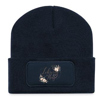 Lehrerin mit Herz!  - Recycelte Patch Beanie - French Navy - Vorne
