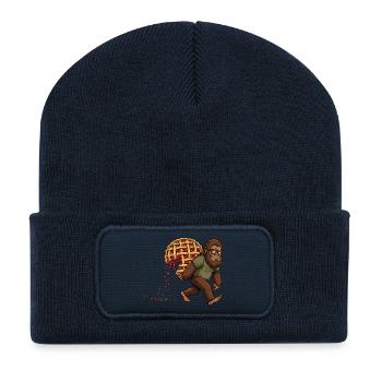 Math Humor – Bigfoot Pie Thief Pi - Recycled Patch Beanie - french navy - Front