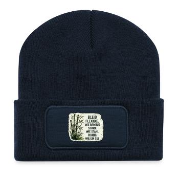 Stark wie Stahl. Ruhig wie ein See. - Recycelte Patch Beanie - French Navy - Vorne