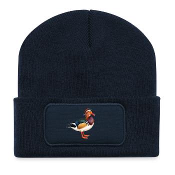 canard mandarin - Beanie recyclé à patch - bleu marine - Devant