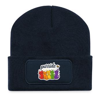 Purride Regenbogen Katzen Parade - Recycelte Patch Beanie - French Navy - Vorne