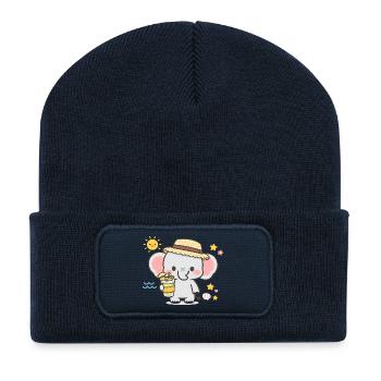 Sommerelefant mit Drink - Recycelte Patch Beanie - French Navy - Vorne
