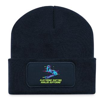 Elektronisch schaltendes analoges Leiden - Recycelte Patch Beanie - French Navy - Vorne