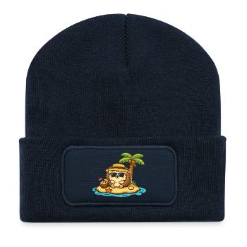 Coconut Beach Hedgehog with Sunglasses - Recycled Patch Beanie - french navy - Front