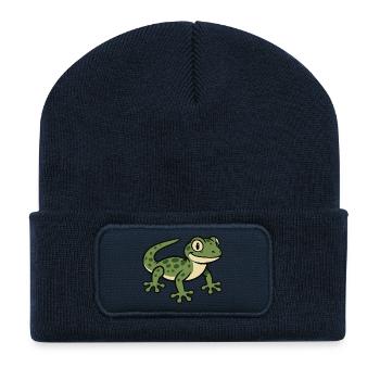 Gecko vert - Beanie recyclé à patch - bleu marine - Devant