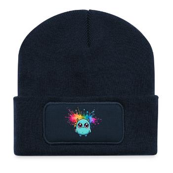 Buntes Monster - Recycelte Patch Beanie - French Navy - Vorne