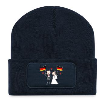 Couple de mariés Drapeau allemand - Beanie recyclé à patch - bleu marine - Devant