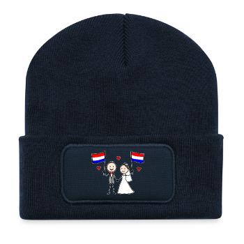 Wedding Couple Holland Flag - Recycled Patch Beanie - french navy - Front