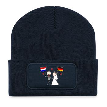 Wedding Couple Holland Germany Flag - Recycled Patch Beanie - french navy - Front