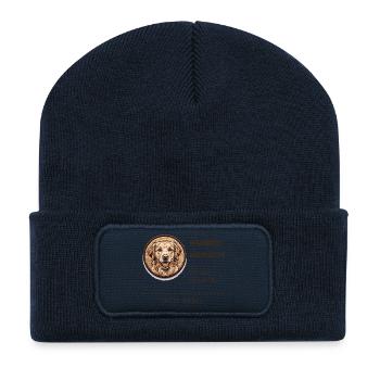 Hundemensch Seit Dem Ersten Tag Hund Geschenk - Recycelte Patch Beanie - French Navy - Vorne