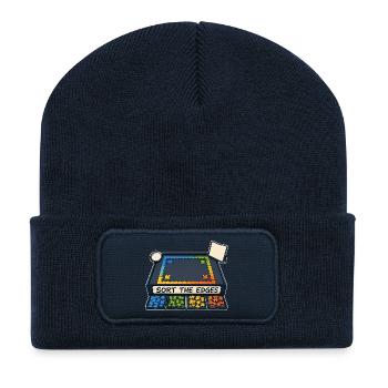 SORT THE EDGES - Recycelte Patch Beanie - French Navy - Vorne