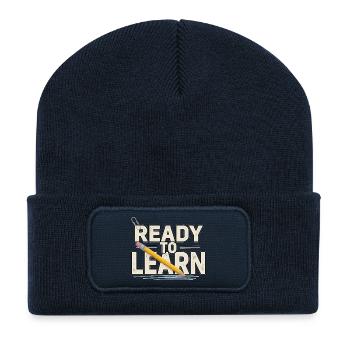 Schülermotivation – Bereit zum Lernen - Recycelte Patch Beanie - French Navy - Vorne