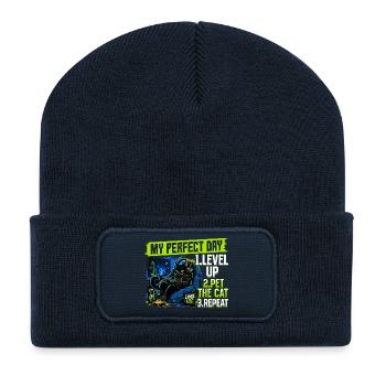 Gamer Gaming Cat Video Game - Recycelte Patch Beanie - French Navy - Vorne