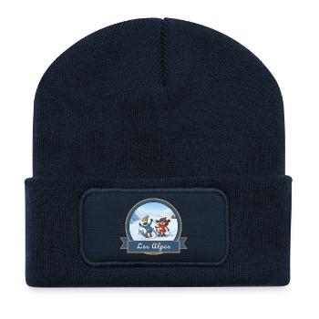 Kek & Ina dans les Alpes - Souvenir de France - Beanie recyclé à patch - bleu marine - Devant