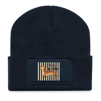 Low Legs High Standards – Lustiger Dackel - Recycelte Patch Beanie - French Navy - Vorne