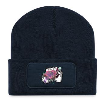 Farb-Splash-Kamera - Recycelte Patch Beanie - French Navy - Vorne