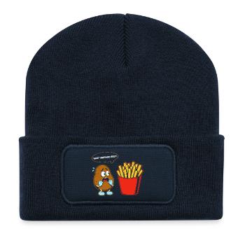 What happened bro?! Fritten Pommes French fries - Recycelte Patch Beanie - French Navy - Vorne