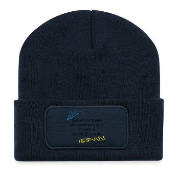 "Gestern klein, heute ganz groß..." - Recycelte Patch Beanie - French Navy - Vorne