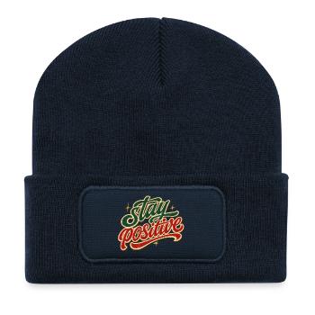 Stay Positive Positiv Denken Gute Laune Motivation - Recycelte Patch Beanie - French Navy - Vorne
