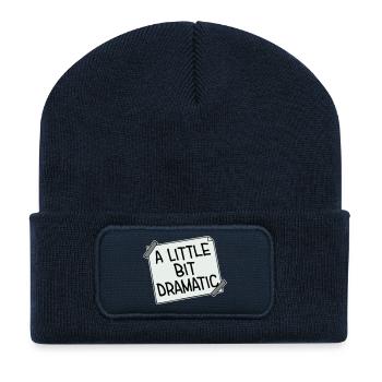 A Little Bit Dramatic Drama Queen Spruch Logo Text - Recycelte Patch Beanie - French Navy - Vorne