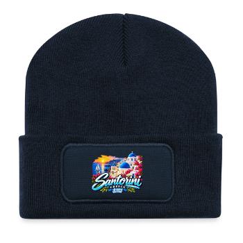 Santorini Greece – Aegean Island Paradise - Recycelte Patch Beanie - French Navy - Vorne