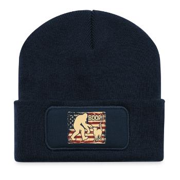 American Flag Bigfoot Yeti Boop The Snoot Cat Humo - Recycelte Patch Beanie - French Navy - Vorne