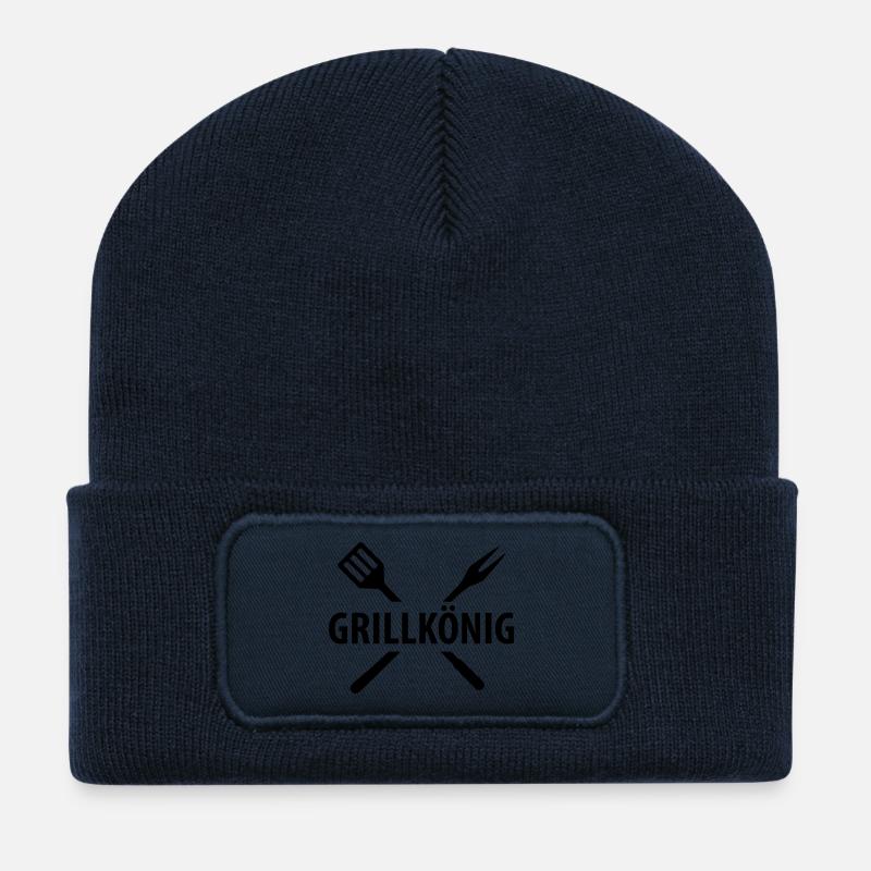 grillkönig - Beanie recyclé à patch - bleu marine