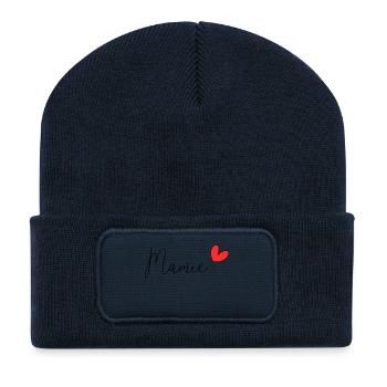 MAMIE. FÊTE DES MÈRES. BONNE FÊTE MAMIE. JE T'AIME - Beanie recyclé à patch - bleu marine - Devant