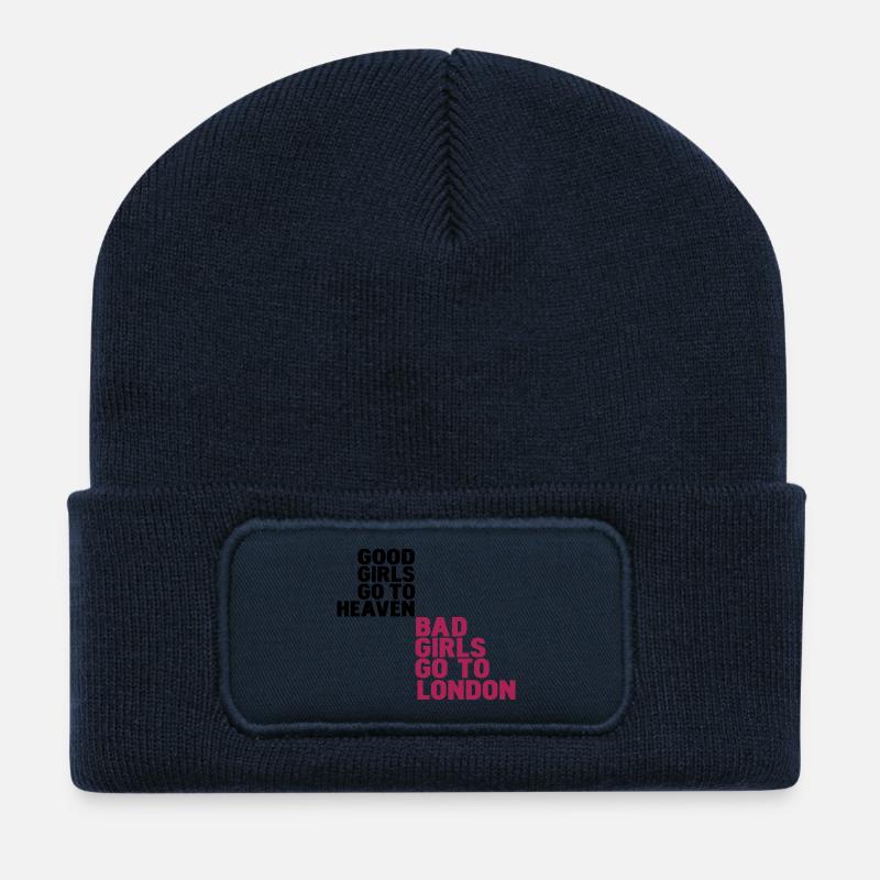 Gute Mädchen kommen in den Himmel, böse Mädchen - Recycelte Patch Beanie - French Navy