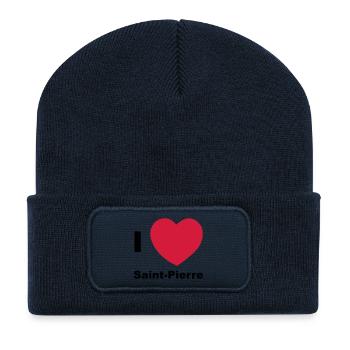 i love saint pierre - Recycled Patch Beanie - french navy - Front