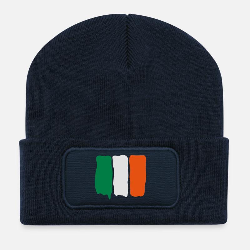 Irish_flag_runny_paint - Beanie recyclé à patch - bleu marine