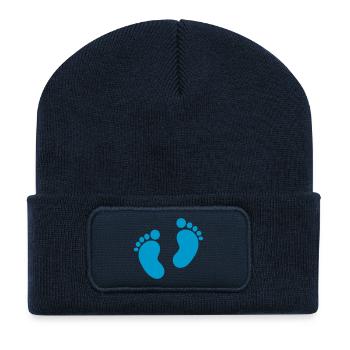 Bébé - Beanie recyclé à patch - bleu marine - Devant