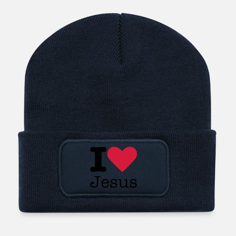 I Love Jesus - Recycled Patch Beanie - french navy