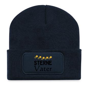 Sterne Vater Vatertag Familie Sprüche Geschenk - Recycelte Patch Beanie - French Navy - Vorne