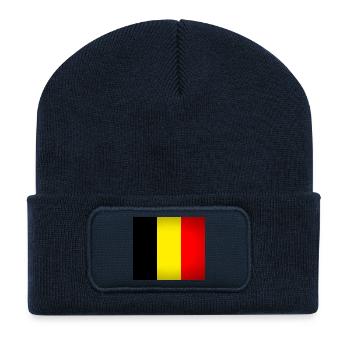 Belgique - Beanie recyclé à patch - bleu marine - Devant