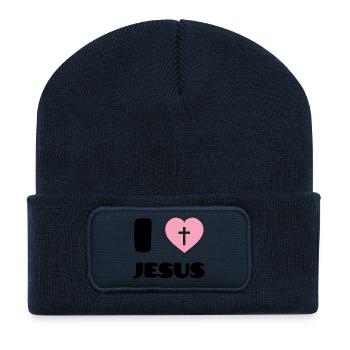 I Love Jesus - Recycelte Patch Beanie - French Navy - Vorne