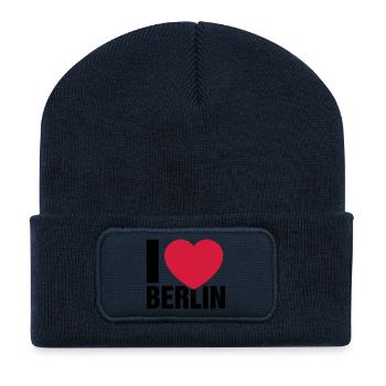I love Berlin! - Beanie recyclé à patch - bleu marine - Devant
